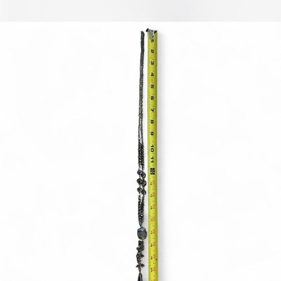 Dark Silver Beaded Blingy Long Necklace - Picture 5 of 8